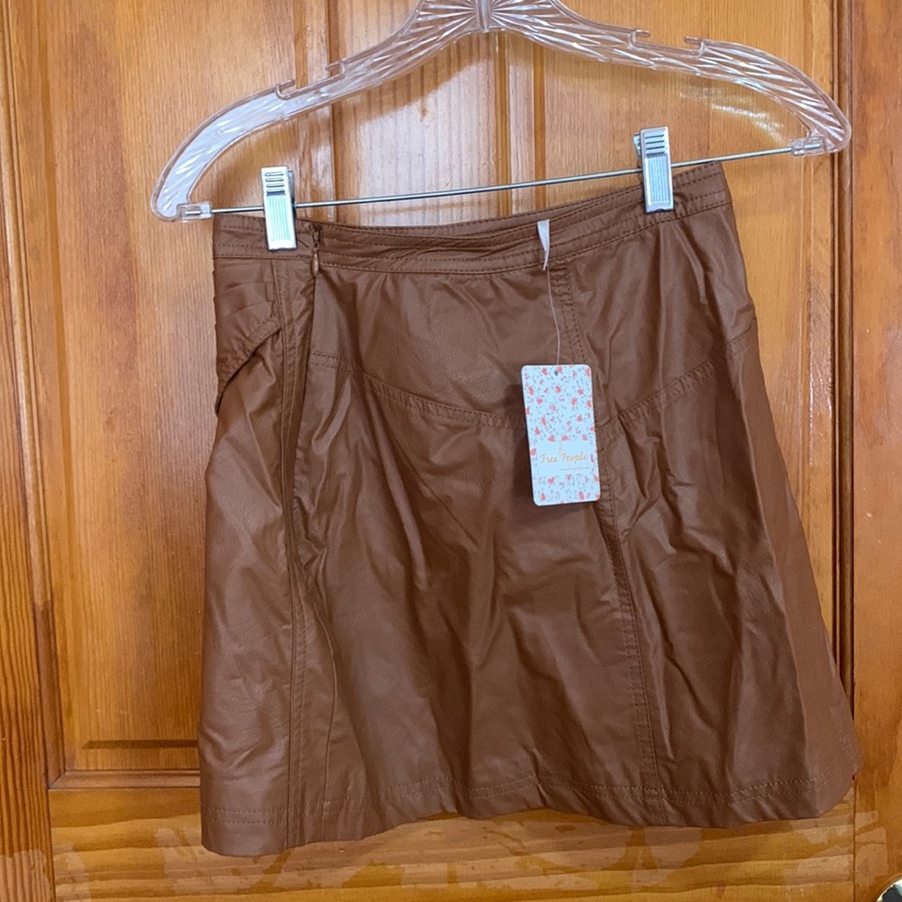 NWT Free People Zip Up Leather Skirt - Picture 2 of 5